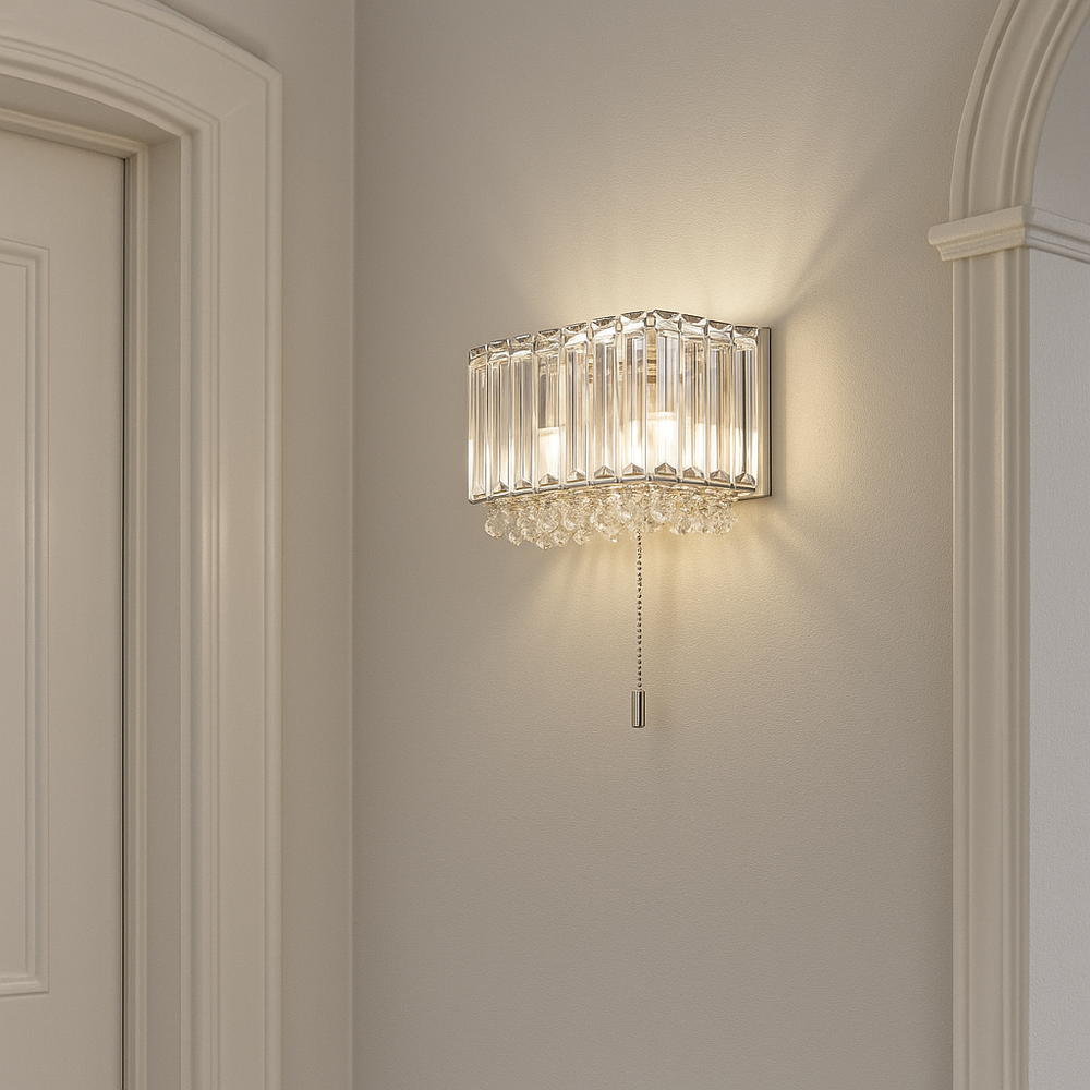 Salzburg square crystal wall light in hallway