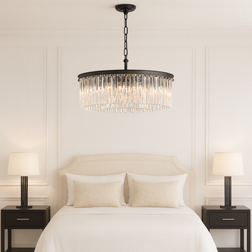 Seville Small Black Chandelier with Triangular Crystals