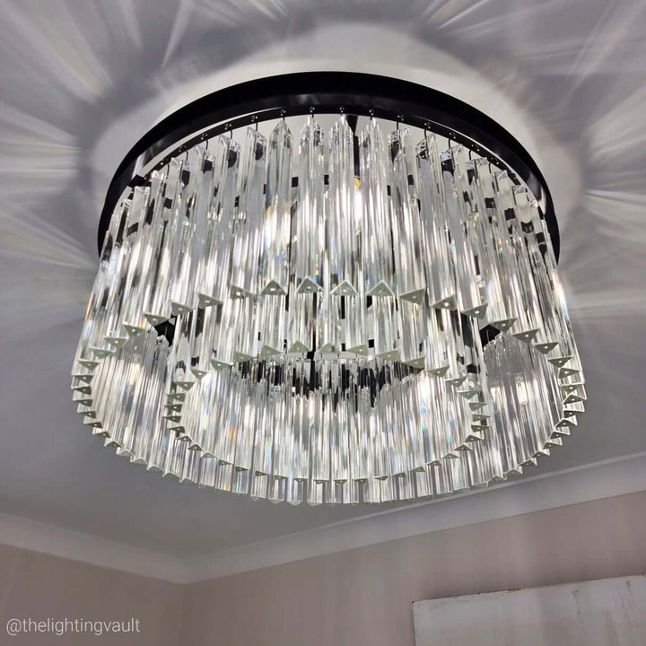 modern crystal flush ceiling light black frame
