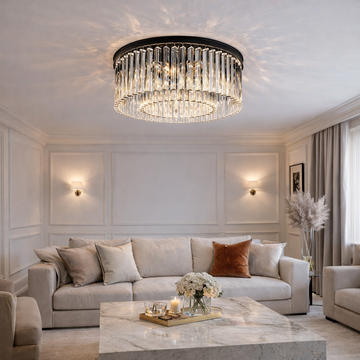 Seville Crystal Flush Chandelier – Black Ceiling Light