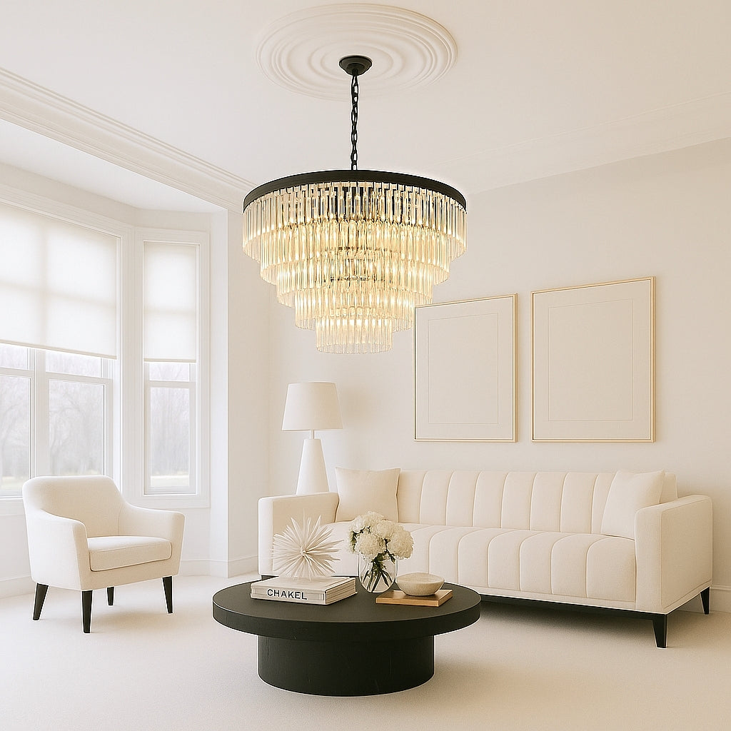 Seville chandelier with cascading clear crystals