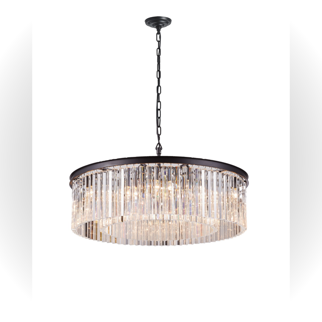 Seville large crystal chandelier black frame luxury