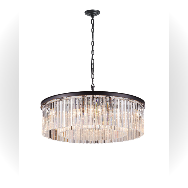 Seville large crystal chandelier black frame luxury