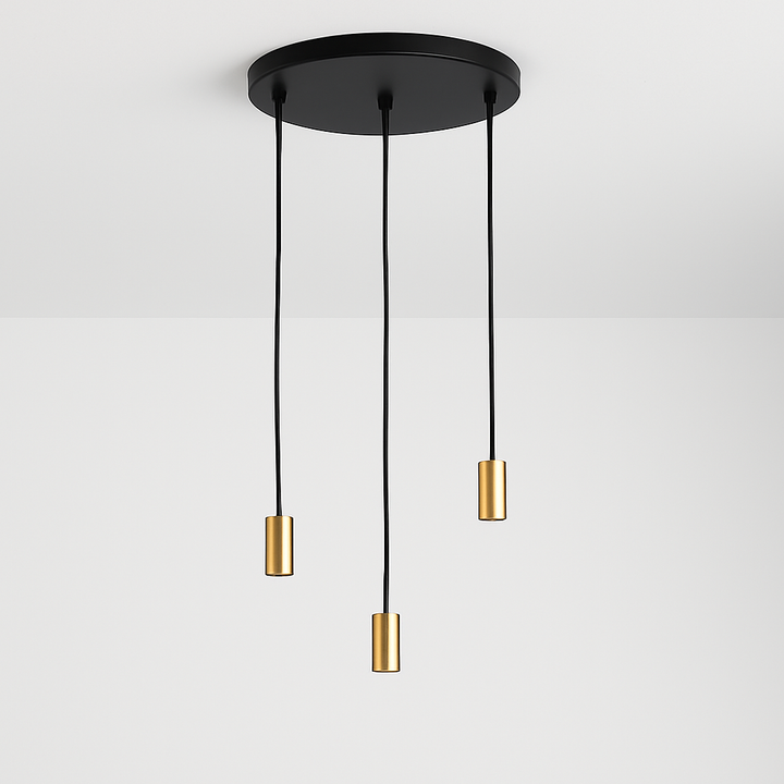 Tiber 3 light pendant with brushed gold end caps