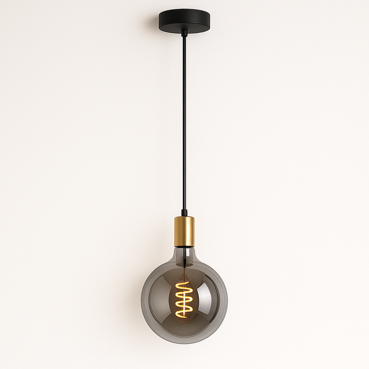 Tiber Single Pendant Light – Smoked Mirror Bulb
