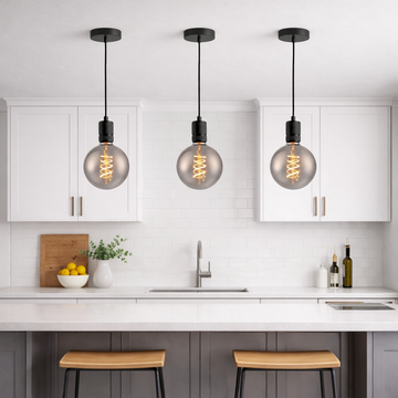 Tiber Knurled Pendant Light – Smoked Mirror Bulb