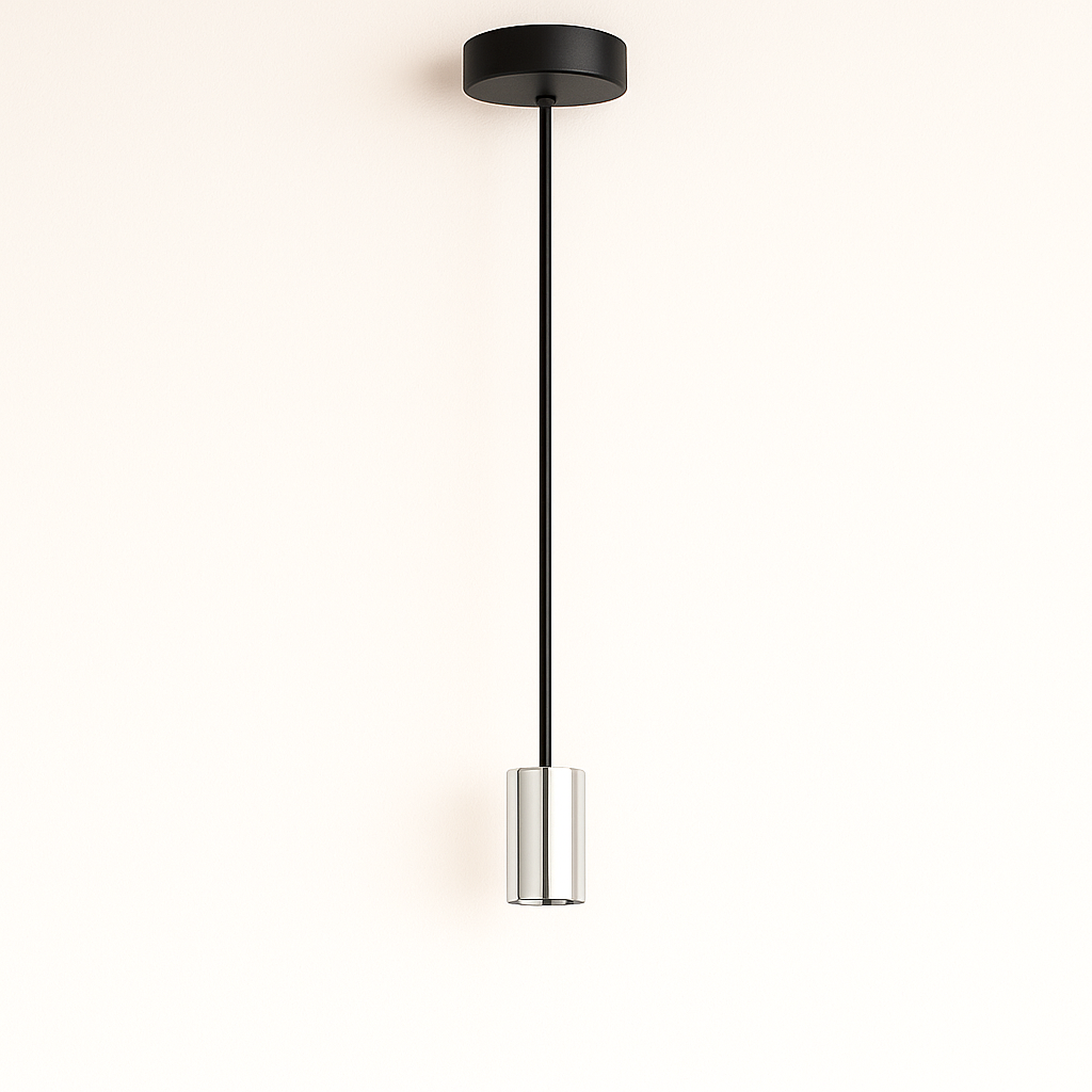 Tiber single polished silver pendant holder matt black