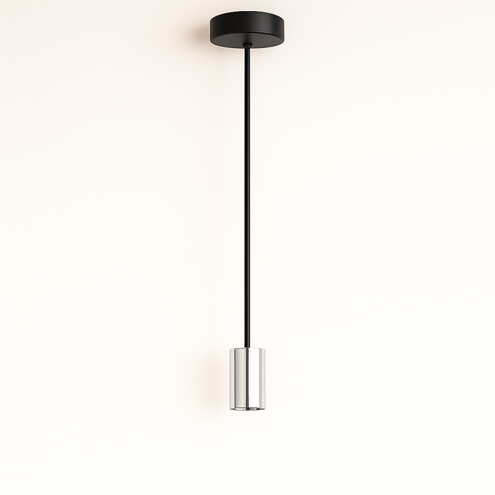 Tiber single polished silver pendant holder matt black