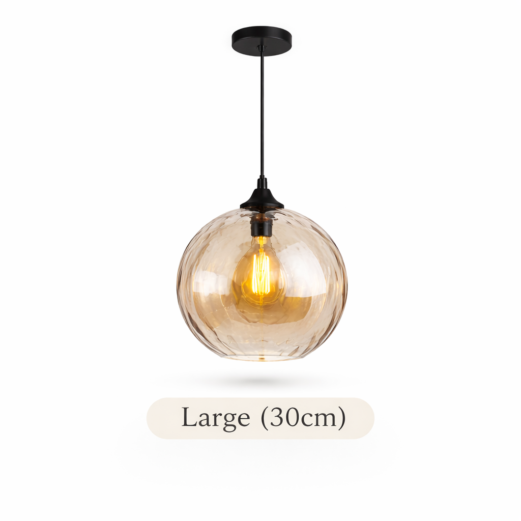 toldeo large 30cm amber glass pendant light
