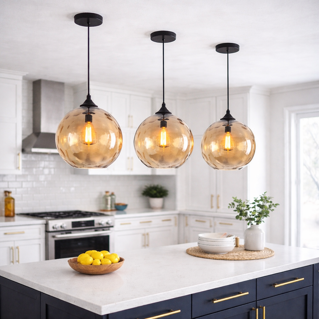 toldeo large amber glass pendant kitchen island