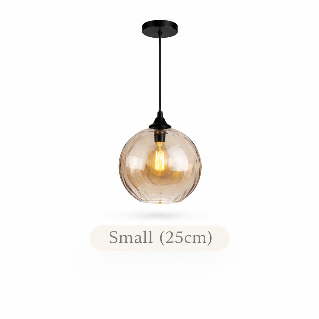 toldeo small 25cm amber glass pendant light