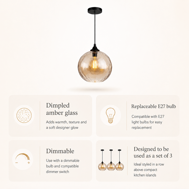 Toledo pendant light feature infographic