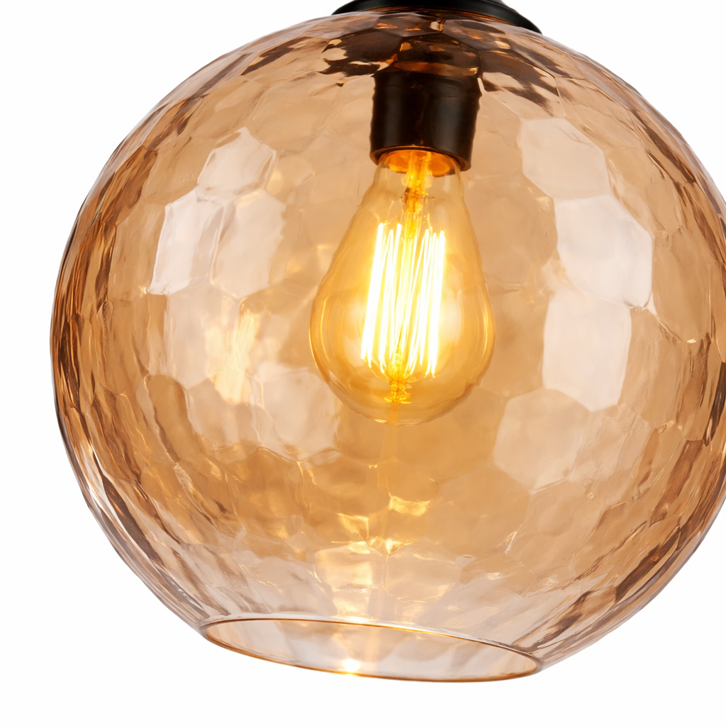 Toledo amber hammered glass pendant detail