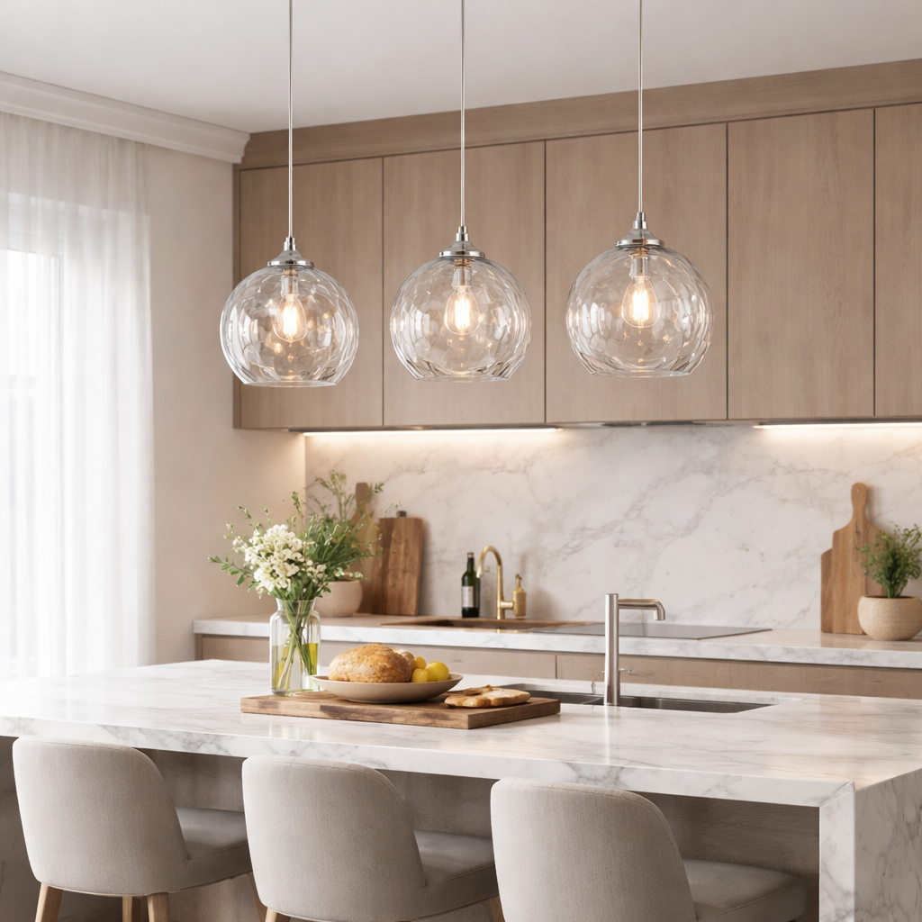 clear glass kitchen island pendant lights silver