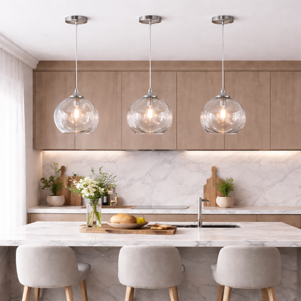 clear glass kitchen island pendant lights silver