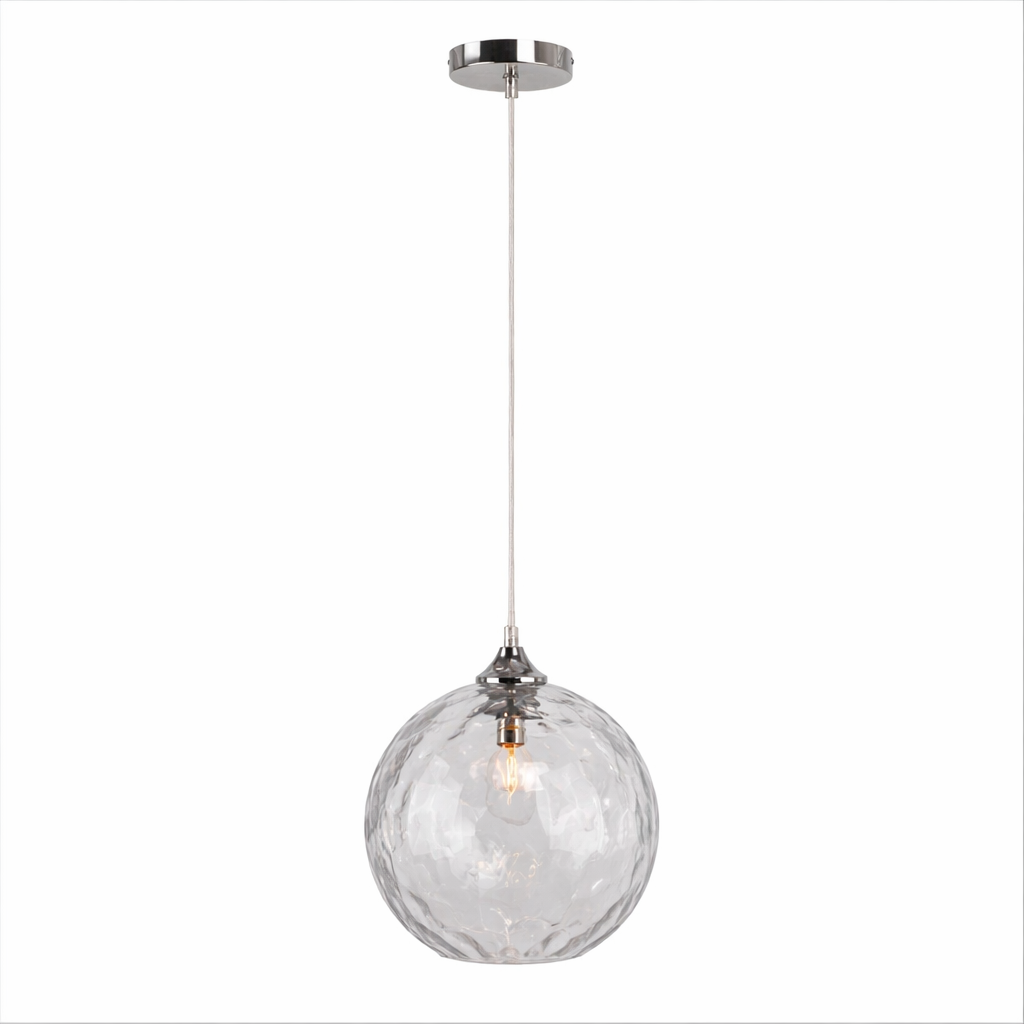 clear hammered glass pendant light chrome