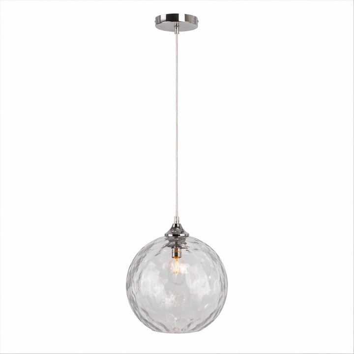 clear hammered glass pendant light chrome