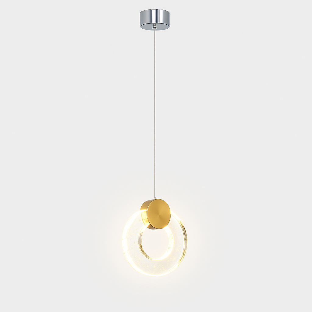 Toledo gold glass ring pendant light