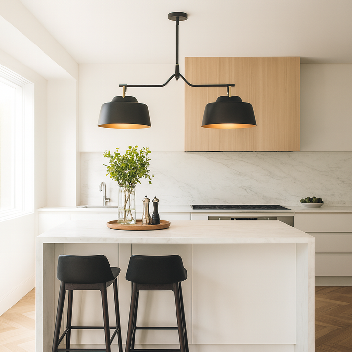 Tonbridge black pendant bar over kitchen island