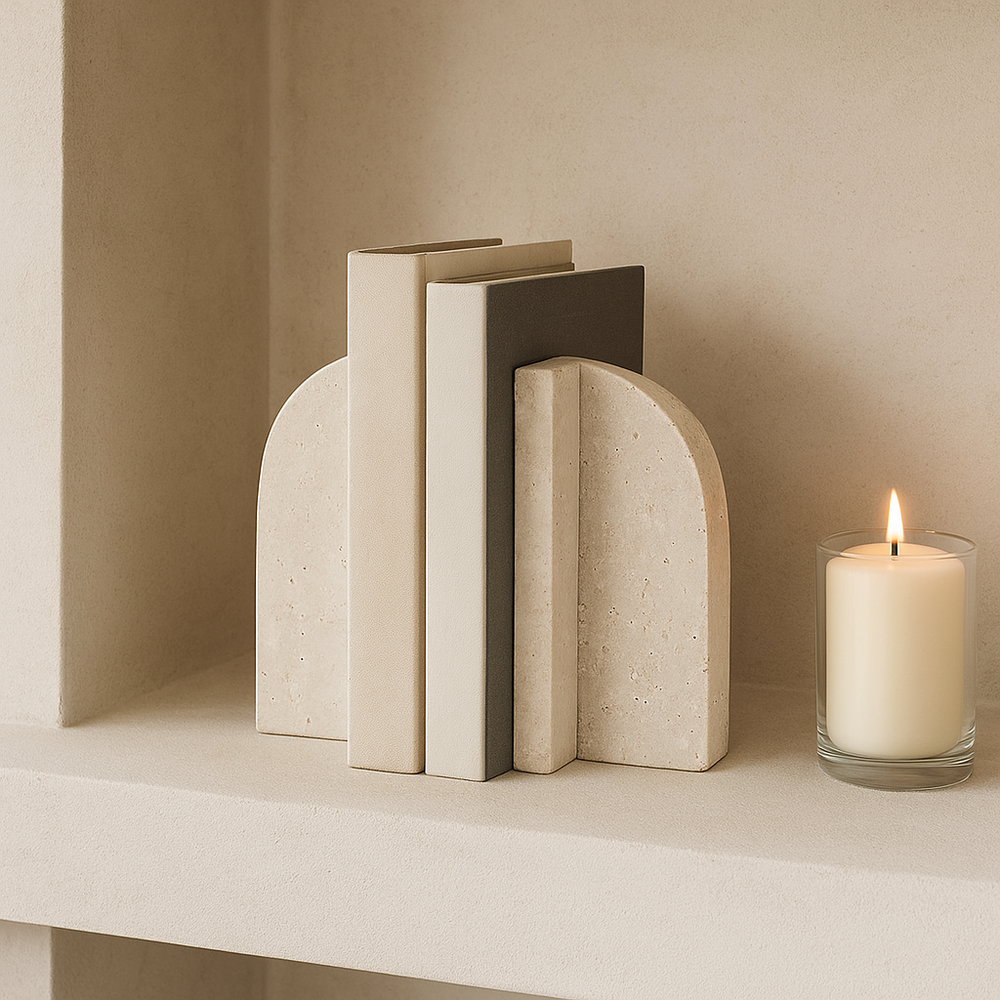 travertine-arch-bookends-nordic-shelf-candle