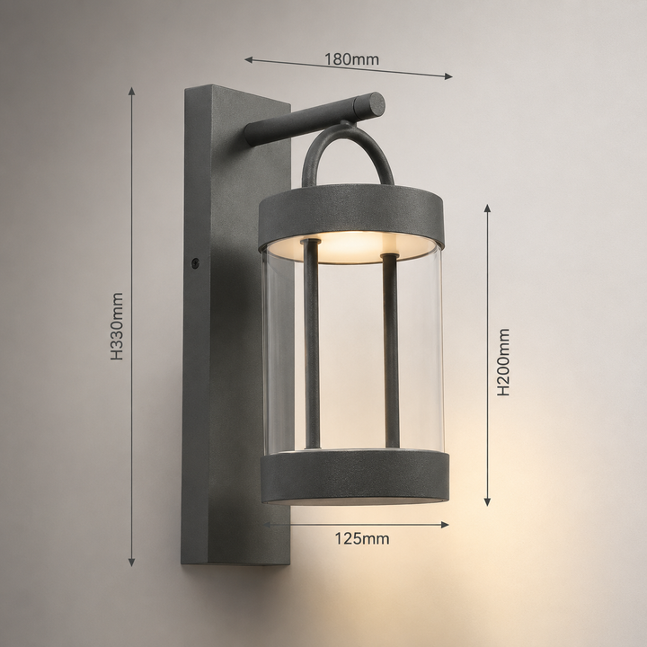 Valencia anthracite outdoor wall light dimensions