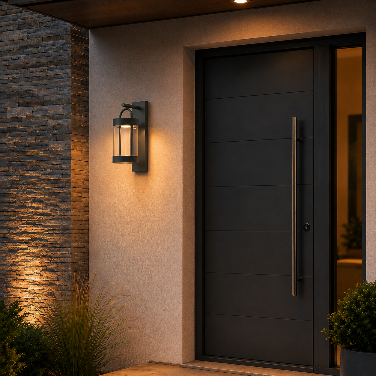 Valencia anthracite wall light by front door