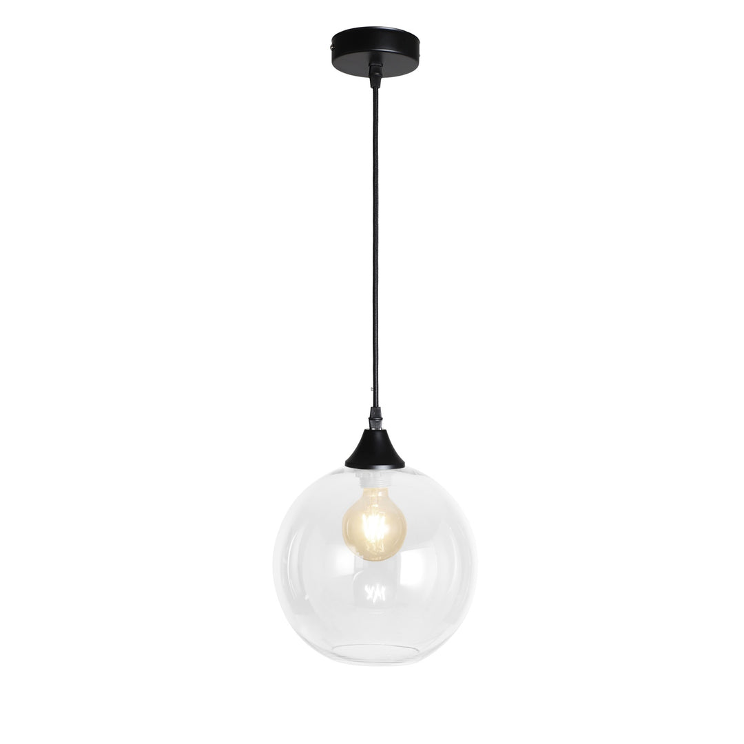 Irvine black and round clear glass ceiling pendant