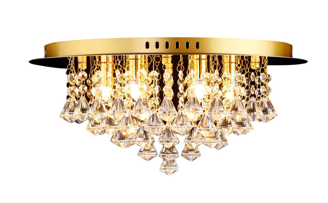 Cairns gold and crystal ceiling flush light