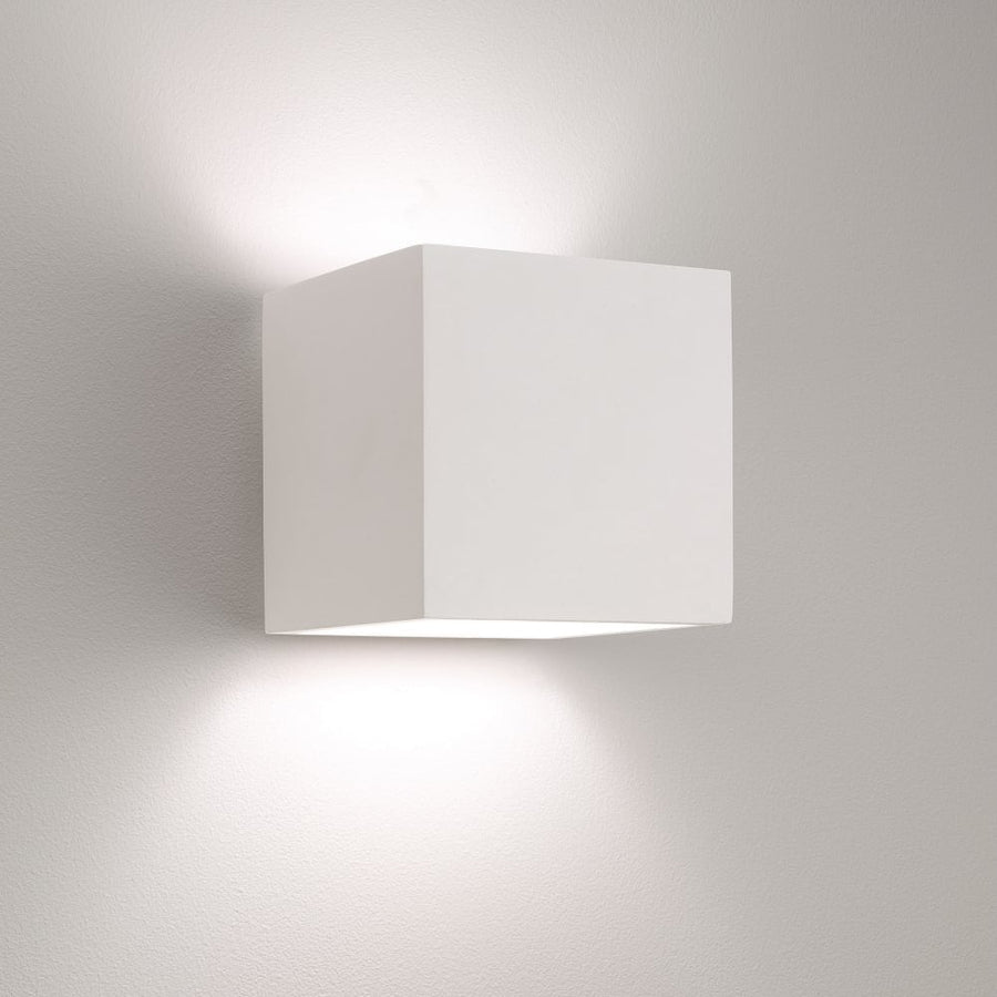 Square cube ceramic plaster wall light