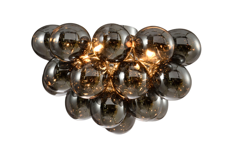 Loxton Large Flush Black Bubble Glass Low Ceiling Light