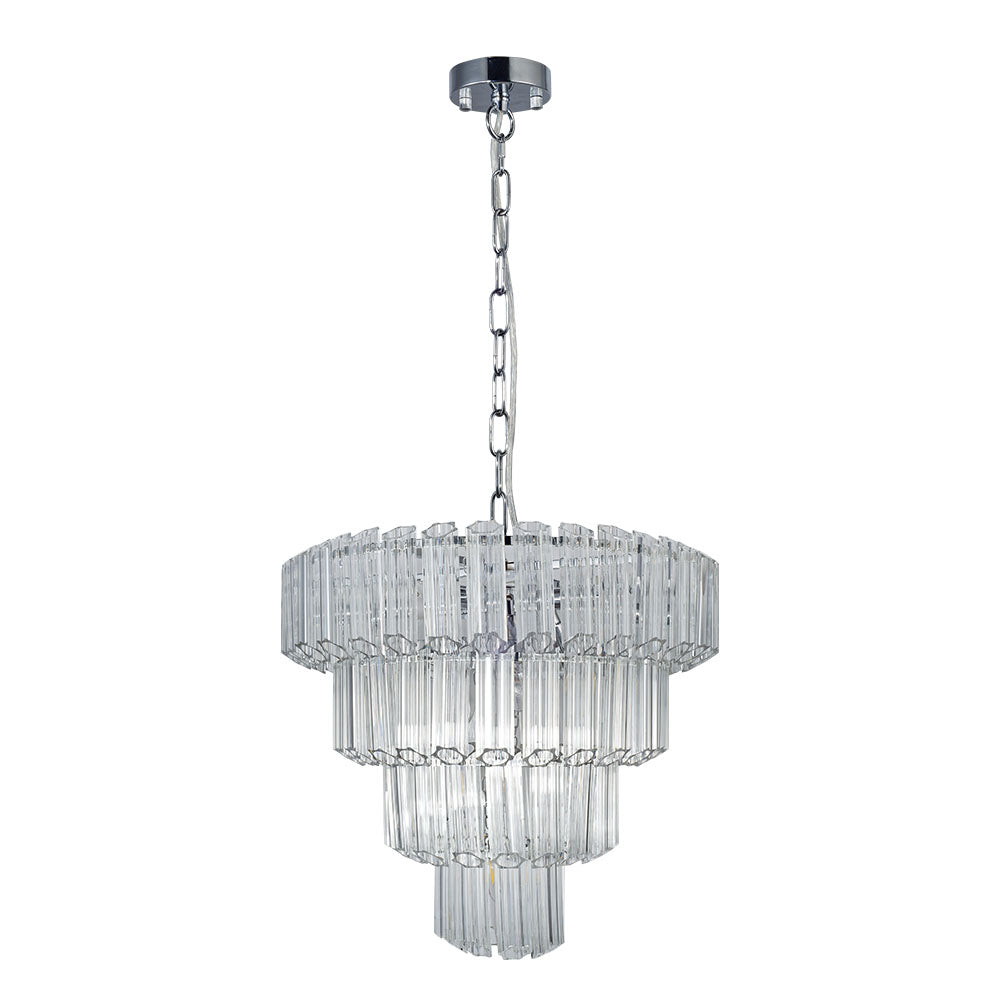 Gilbert large silver and glass chandelier turned off