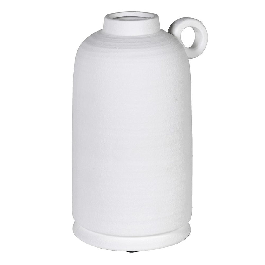 White Round Handle Vase