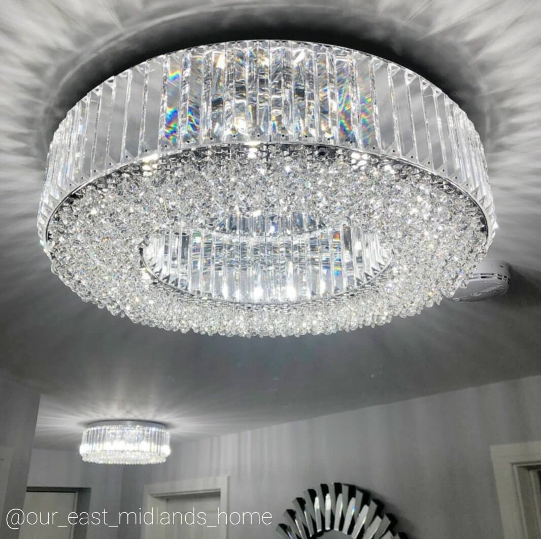Salzburg large round crystal glass ceiling flush light