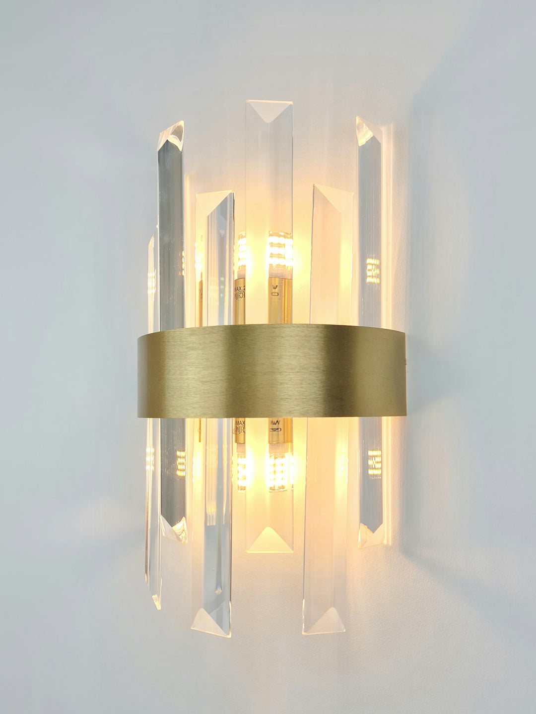 Brentwood modern gold finish large crystal glass wall light