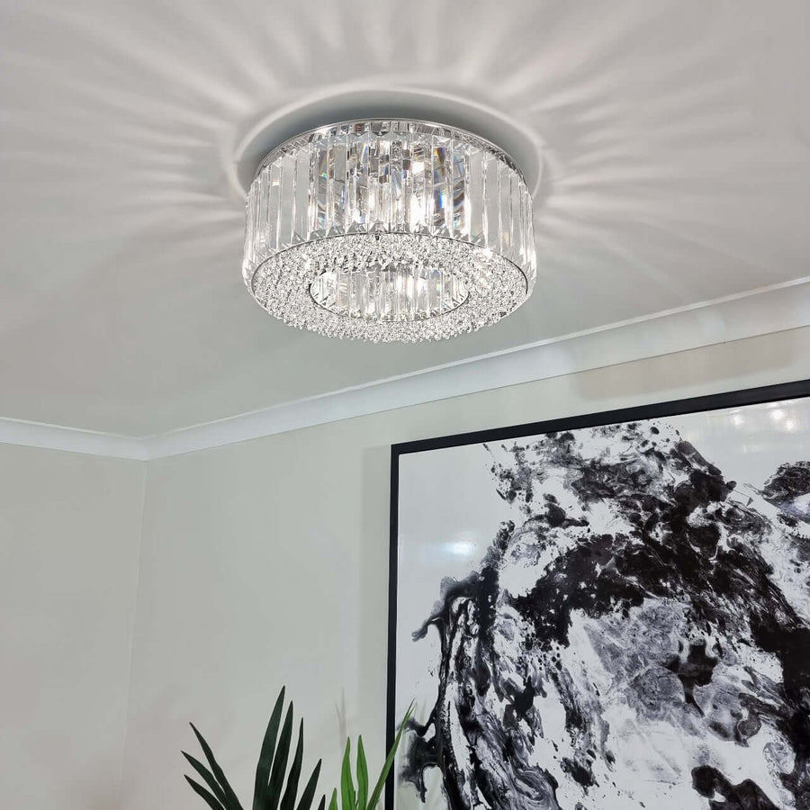 Salzburg petite crystal glass flush chandelier light