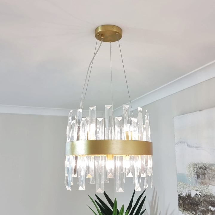 Brentwood modern matt gold finish crystal ceiling light chandelier