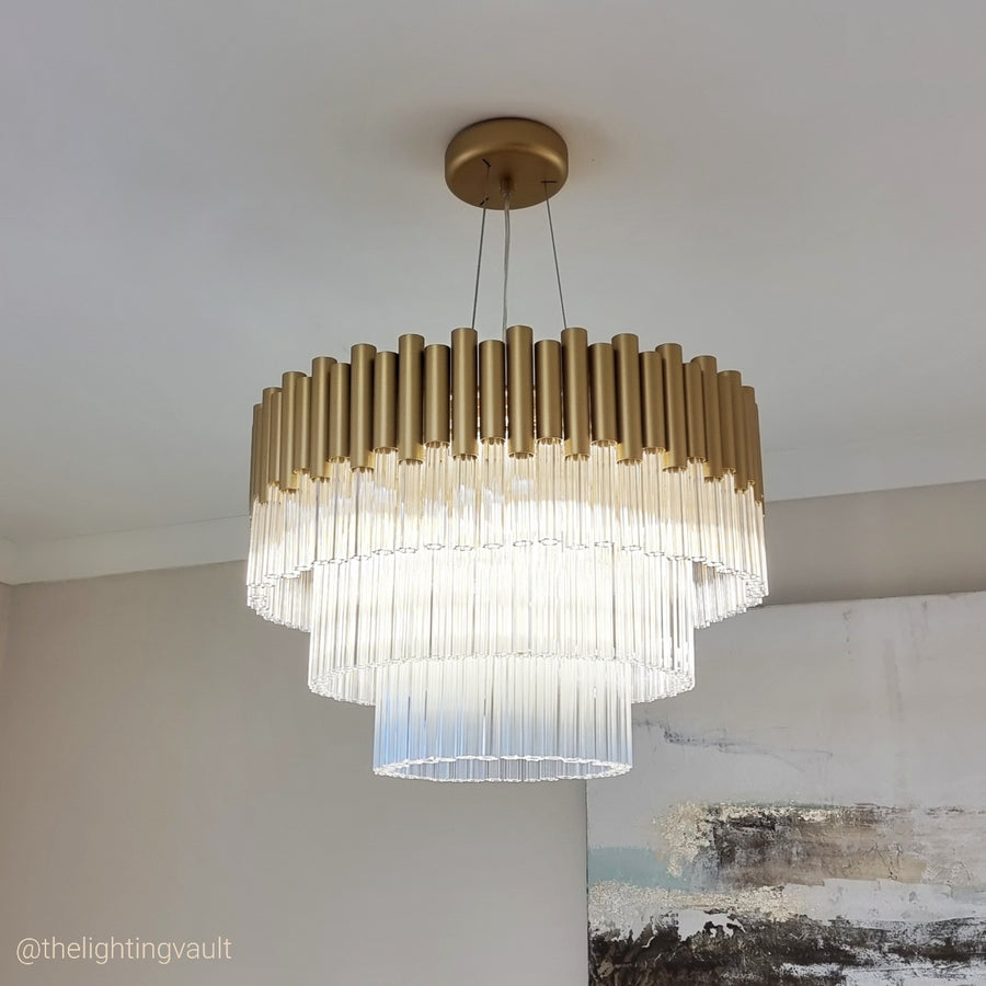modern matt gold colour ceiling chandelier light