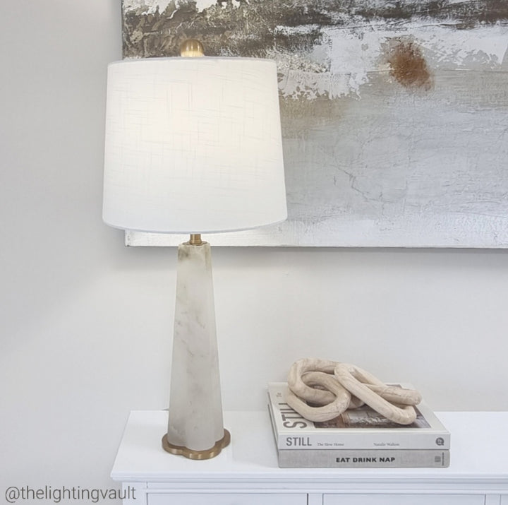 Luxury White And Gold Alabaster Stone Table Lamp