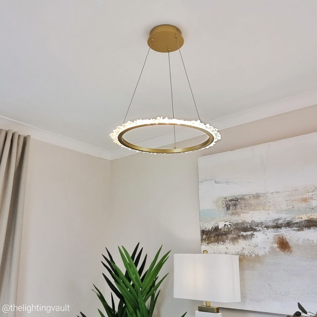 Epping round brushed gold LED ceiling light