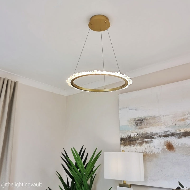 Epping round brushed gold LED ceiling light