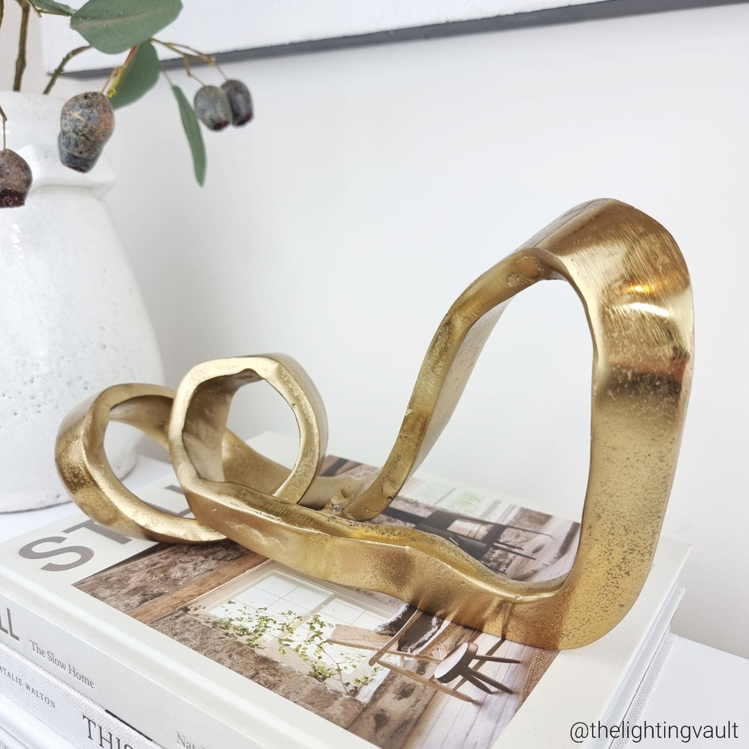 Large Gold Twisted Knot Sculpture