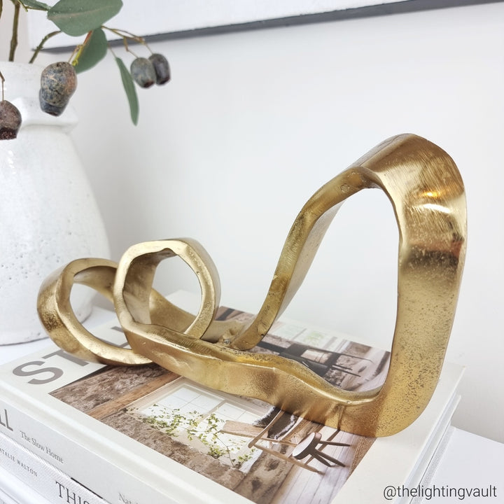 Large Gold Twisted Knot Sculpture