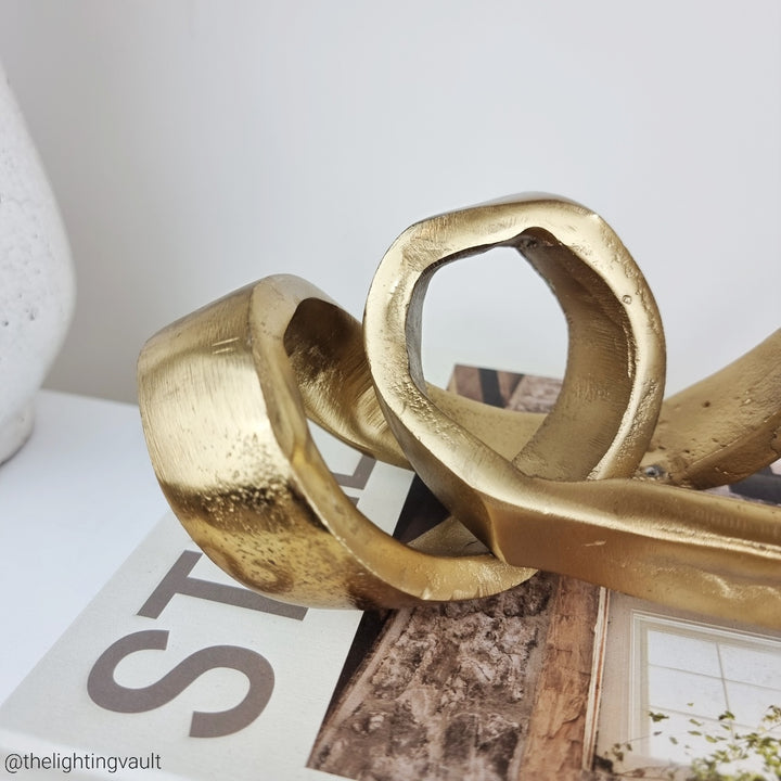 Large Gold Twisted Knot Sculpture