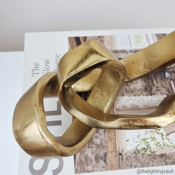 Large Gold Twisted Knot Sculpture