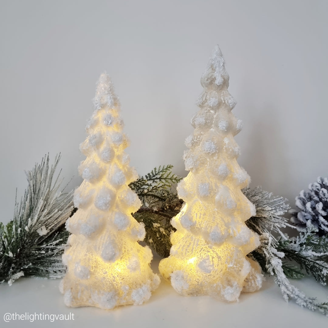 Frosted White Glass Christmas Tree With LED Lights