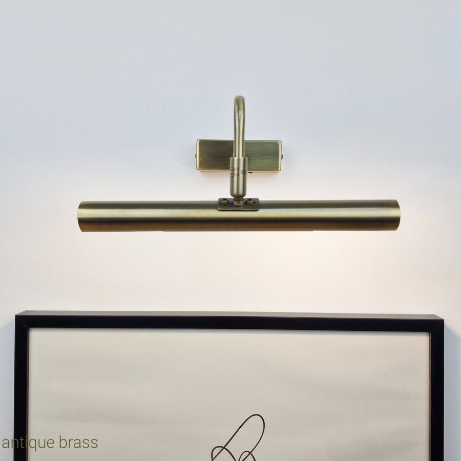 Slim antique brass Picture Wall Light Small