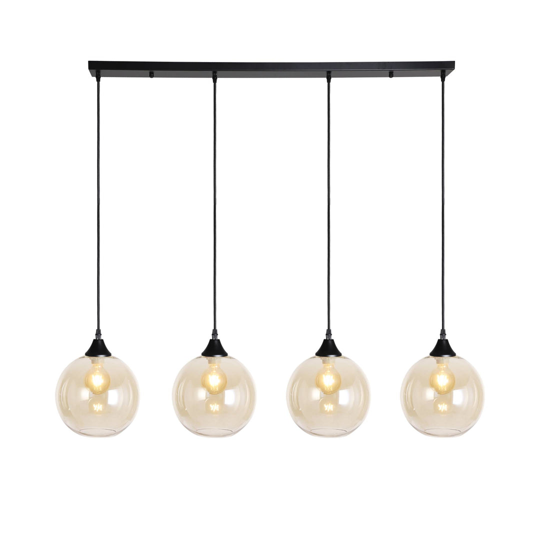Irvine black and round amber glass kitchen island pendant bar