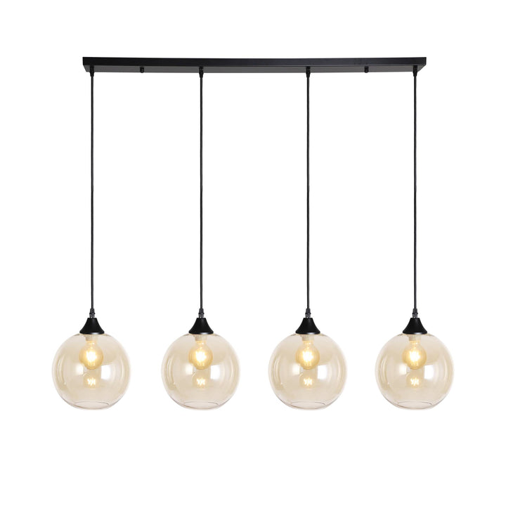 Irvine black and round amber glass kitchen island pendant bar
