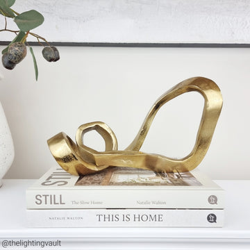 Large Gold Twisted Knot Sculpture